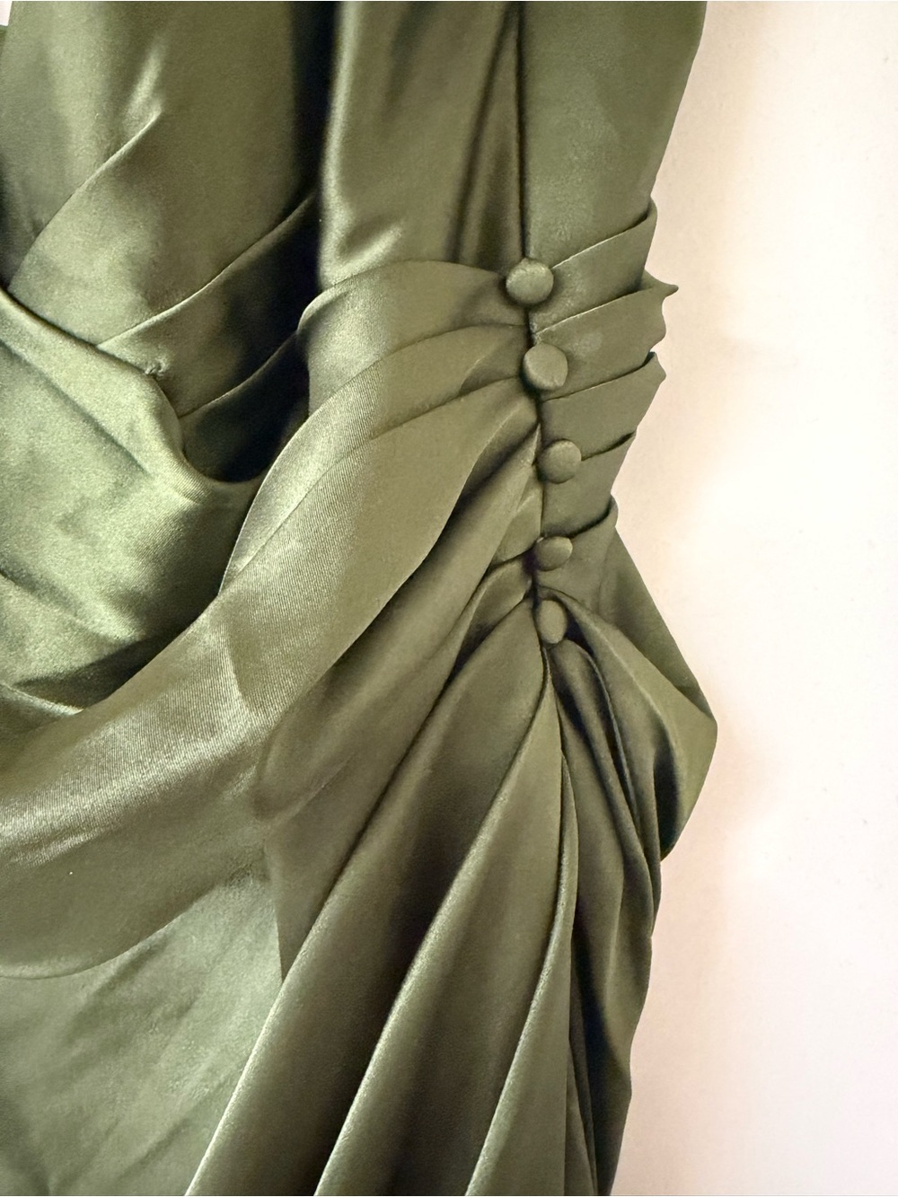 Galina Signature Olive Green Satin Wrap Evening Dress Size 20 - Picture 5 of 14
